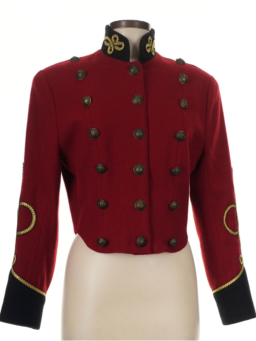 DOUBLE D RANCH Vintage 100% Wool Military Style Jacket Red Size Medium